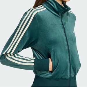 ADIDAS X LIBERTY LONDON Green Velvet Track Jacket Size L NWT